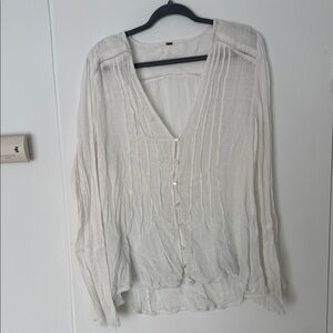 Free People Cream Button-Down Blouse